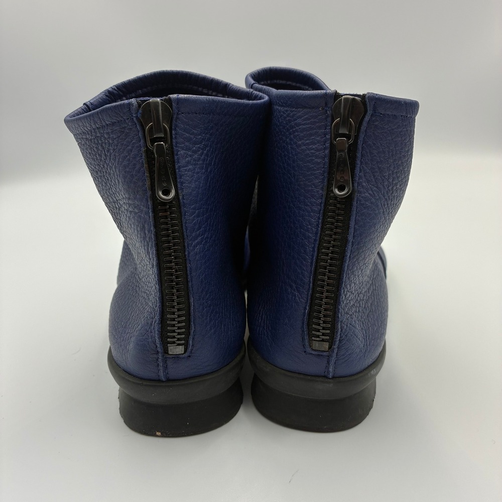 Arche Blue Pebbled Leather Ankle Boots Rear Zip Made in France Womens 36 - Picture 4 of 9